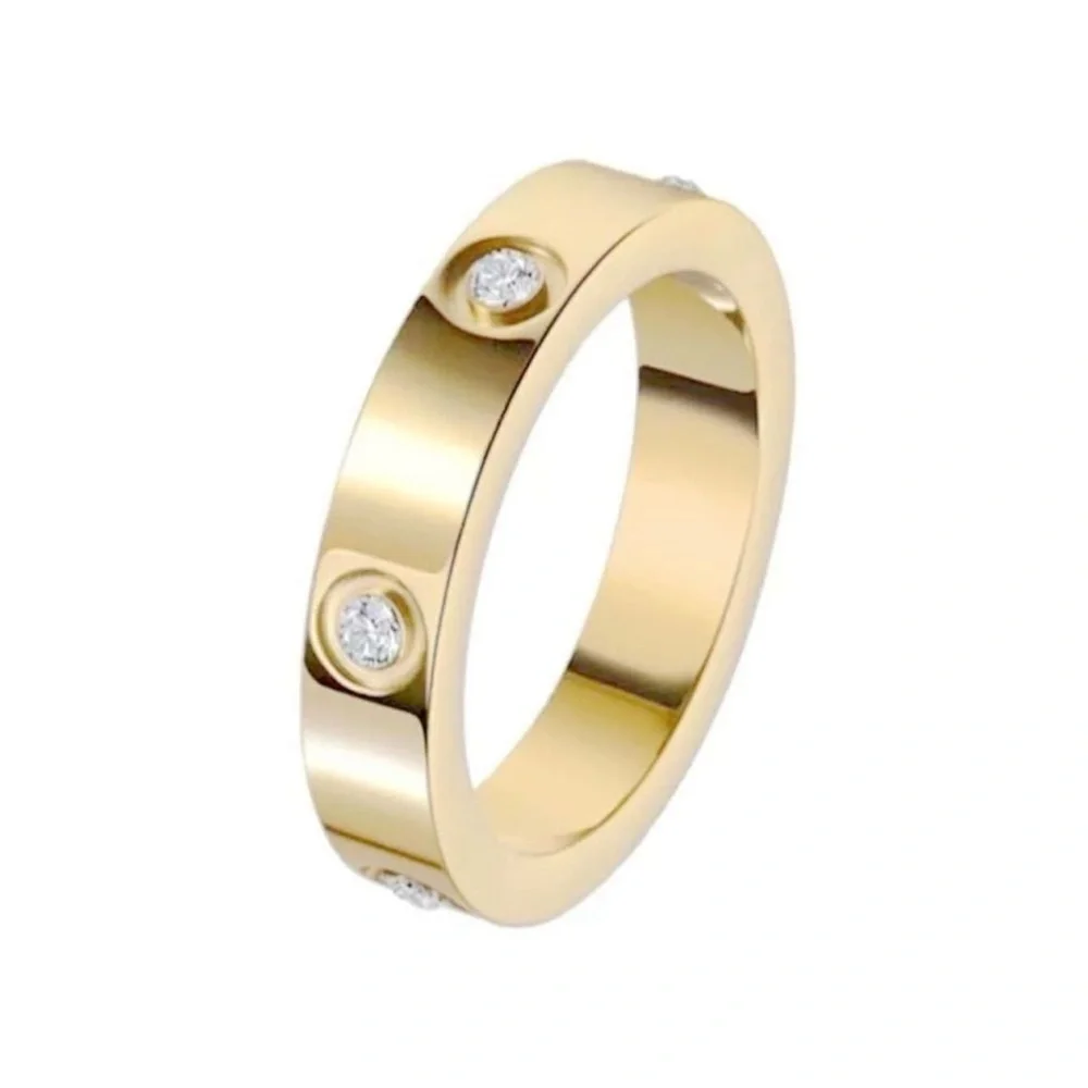 Luxury 14k Gold Plated Zircon Love Ring Wedding Anniversary Band